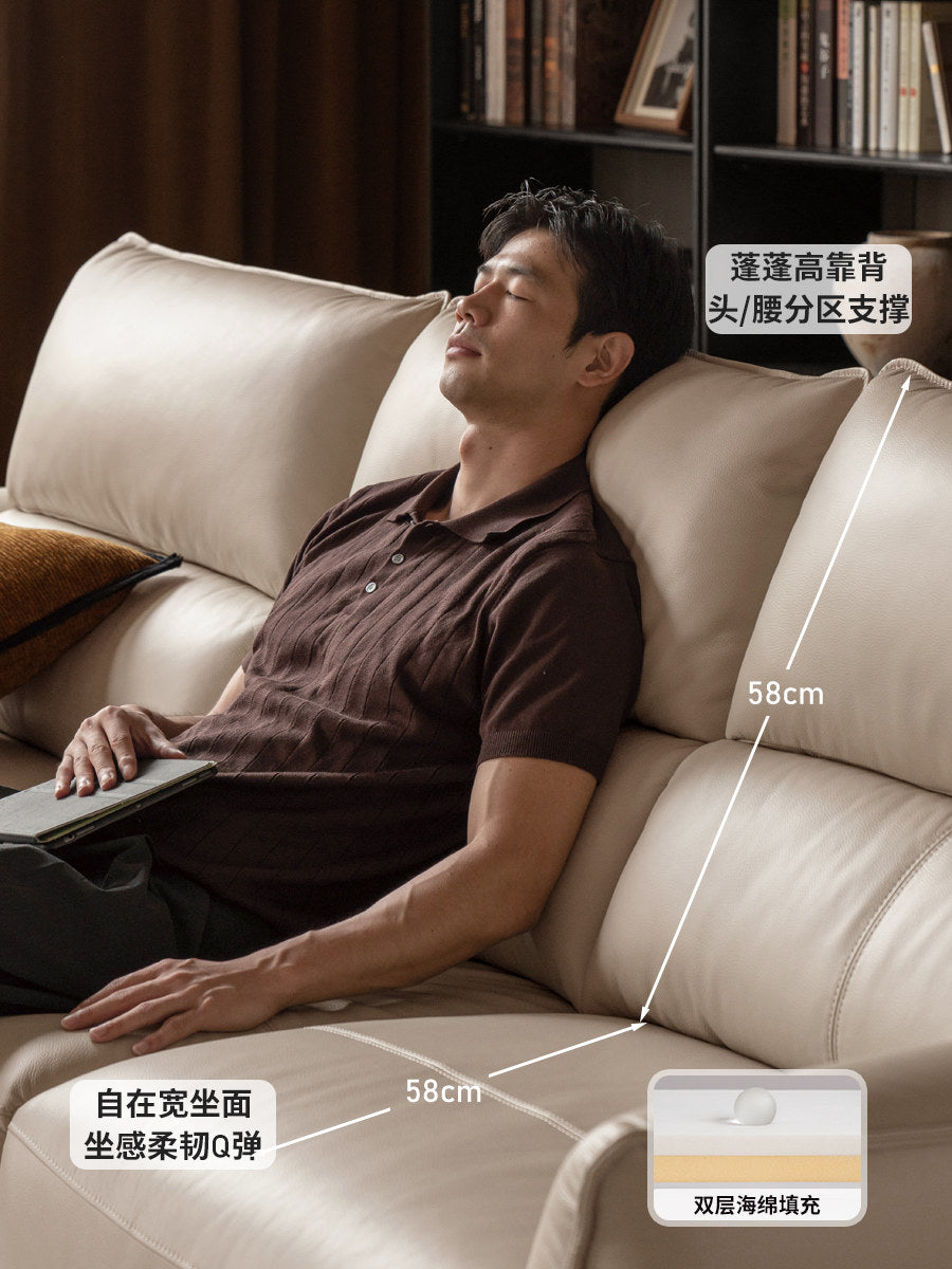 真皮沙发客厅现代简约头层牛皮直排三人位沙发